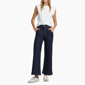 Frame Modern Pocket Wide Leg Jeans Dark Rinse High Rise Stretch Denim Size 26